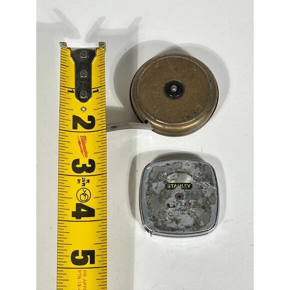 Lot of 2 Vintage Tape Measures Stanley 6ft Brass Pocket Tool As Is - Picture 2 of 5